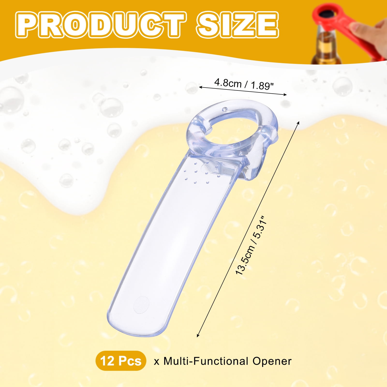 Uxcell 12 Pcs Jar Key Lid Opener, Plastic Jar Lid Opener Easy Grip Multifunctional Durable Can Open Tool for Elderly Seniors Women Weak Hands Easy-use by Anyone, Transparent White