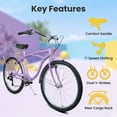 thumbnail image 6 of Ambifirner Womens Cruiser Bike, 7 Speed Beach Cruiser Bike for Women, 26 inch Women Bicycle with V-Brakes, City Commuter Bicycle for Female Ladies Leisure and Commuting, 6 of 9