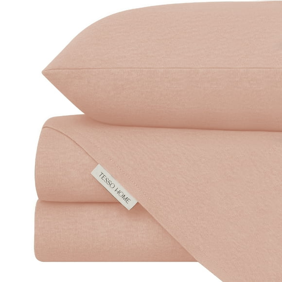 TESSO HOME Juego de Sábanas de Camiseta Frescas Tipo Algodón Suave Hipoalergénicas (Incluye Sábana Plana, Sábana de Cajón y Fundas de Almohada)