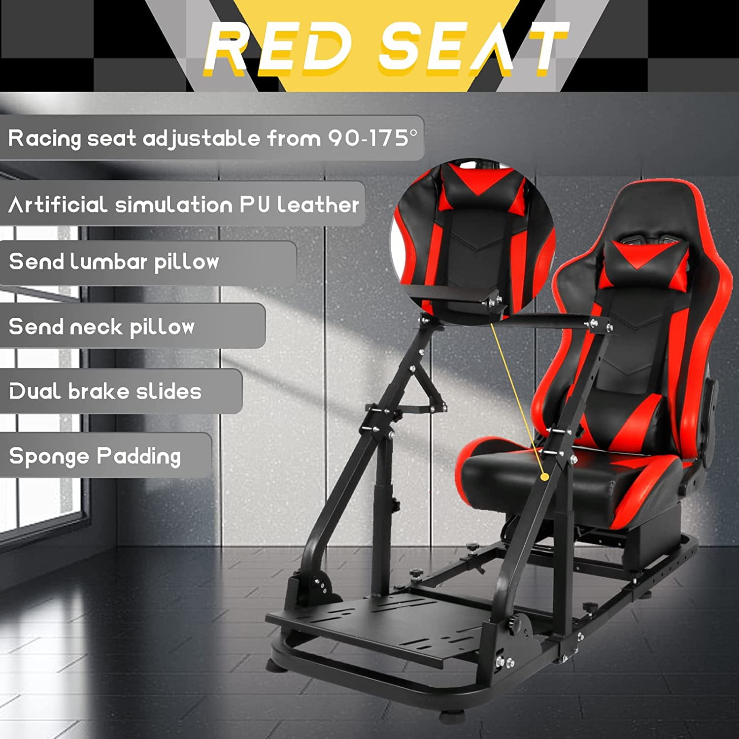 Marada Racing Cockpit With Black Seat (Cockpit 30) Adjustable ＆ Foldable  Compatible With Logitech G25 G27 G29 G920 Thrustmaster T80 T（並行輸入品）  PC用ゲームコントローラー