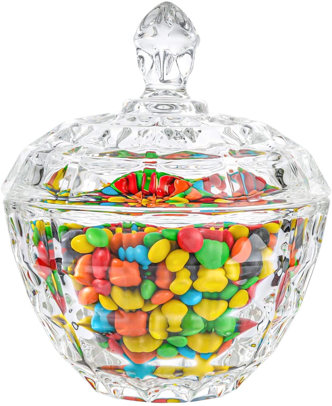 ComSaf Glass Candy Dish with Lid Decorative Candy Bowl, Crystal Covered .....