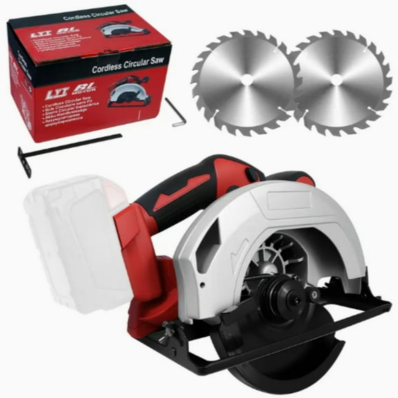 Cordless Circular Saw for Milwaukee 20V MAX Battery, 7-1/4-inch Brushless Electric Circular Saw, 0-50 Degree Bevel Capability, Lightweight, Comes with 2 Blades, Suitable for Woodworking, Stone, and P
