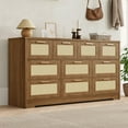 thumbnail image 3 of Accreate Dresser for Bedroom, 10 Drawer Wooden Chest of Drawers with Rattan Front, 59" Wide Modern TV Stand and Storage Cabinet for Living Room, Nursery, Hallway, 3 of 8