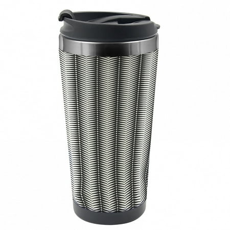 

Retro Travel Mug Abstract Quirky Zigzag Model Steel Thermal Cup 16 oz by Ambesonne