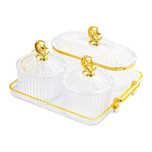 Luzkey Assiette de Fruits Secs Bocal de Rangement de Cuisine Plateau à Noix Bocal Hermétique pour Garde-Manger Bocal Scellé pour Mariage Maison Biscuits aux Fruits Secs Condiment Transparent m