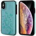 thumbnail image 3 of Compatible for iPhone 12 6.1' Wallet Case with Card Holder, Embossed Butterfly Premium PU Leather Double Magnetic Buttons Flip Shockproof Protective Case Cover for iPhone, 3 of 6
