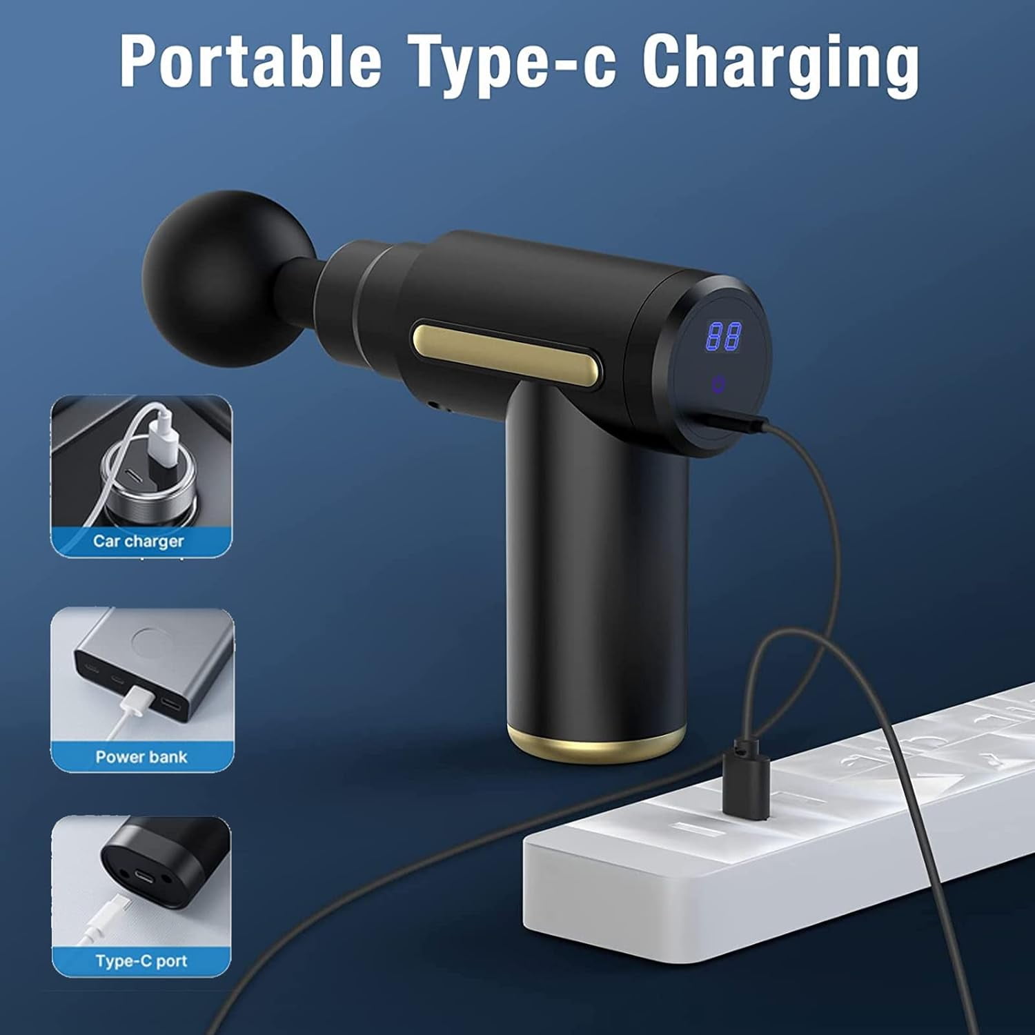 Massage Gun,Mini Massage Gun Deep Tissue,6 Speeds Percussion Muscle Massager with 4 Massage Heads 1800mAh Battery Type-C Charging Super Quiet Massage Gun