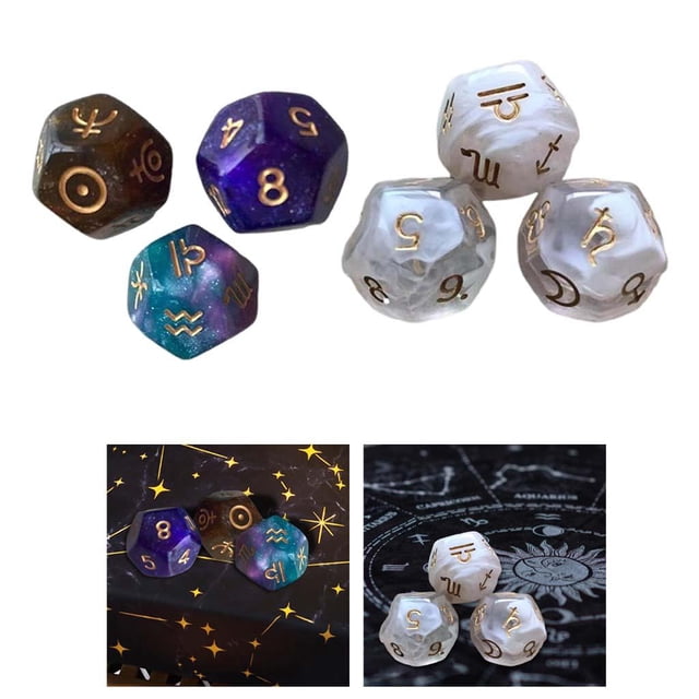 3x Dados Poliédricos Acrílicos Juegos Familiares Juego de Dados de Juego de Rol para Adultos Cielo Estrellado+3x Dados Poliédricos Acrílicos Juegos Fa Baoblaze Dados poliédricos