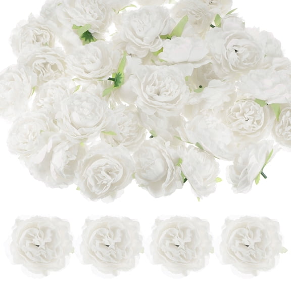 20-Pack Artificial Flower Heads, 3.15" Silk Faux Peony Head for Decorations, No Stem Fake Peonies Flowers [White]