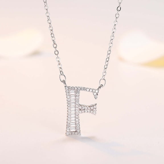 Fiaya Women Custom Initial Pendant Necklace DIY Letter F Alphabet Jewelry for Daughter Gift