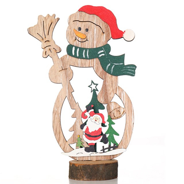 Coofit Christmas Wooden Decoration Hollow Santa Rustic Table Centerpiece Home Ornament