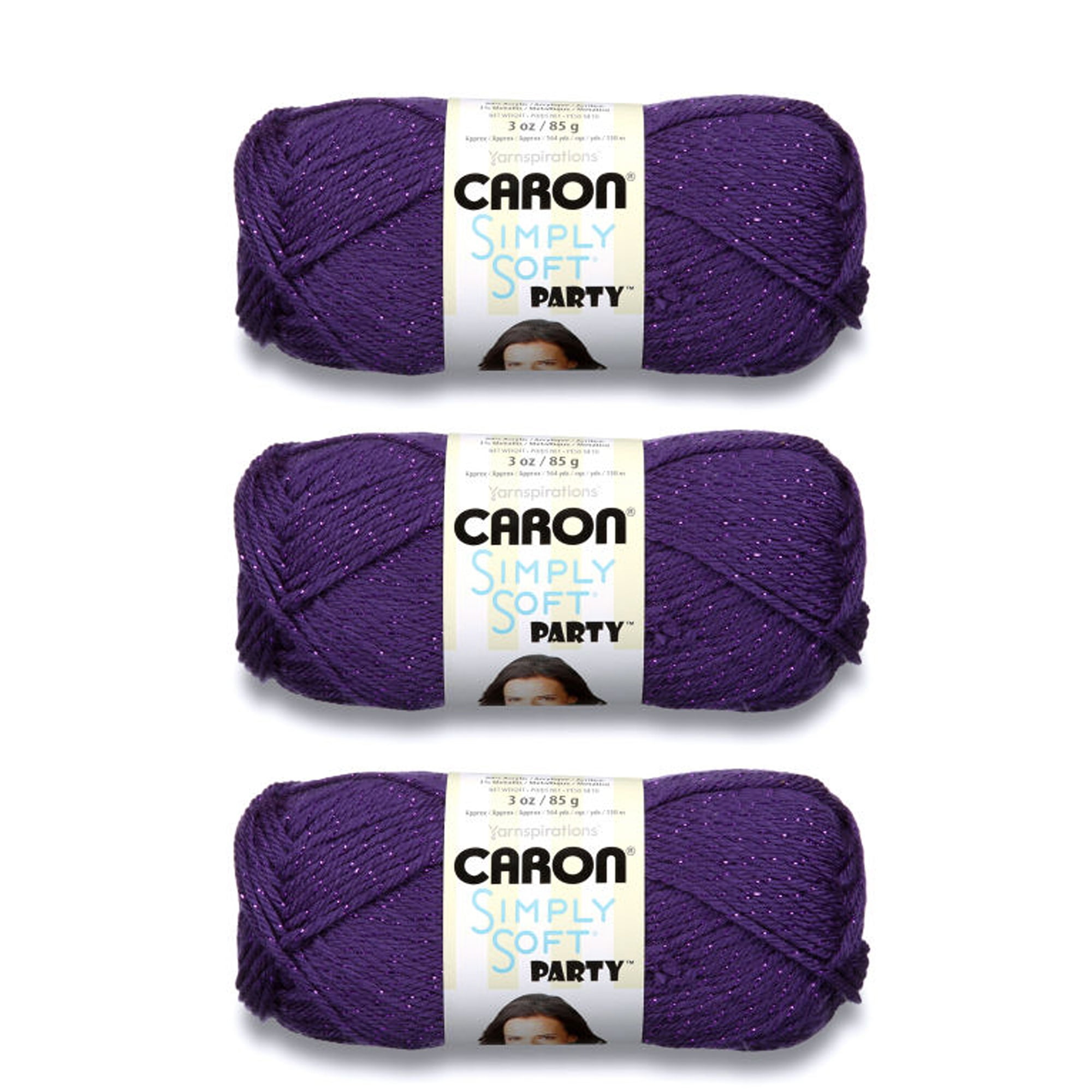 Caron Simply Soft Party Purple Sparkle Yarn 3 Pack of 85g/3oz