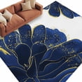 thumbnail image 2 of Navy Blue Gold Area Rug 5x8 FT, Non Slip Bedroom Throw Carpet, Abstract Line Art Troditional Ink Painting Washable Soft Floor Carpet Non-Shedding Rug for Living Room Nursery Dorm Office, 2 of 9
