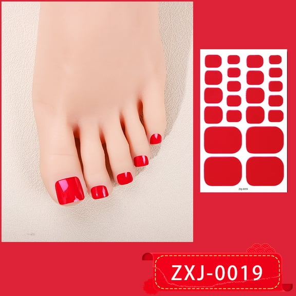 (Buy 2 Get 1 Free)Semi Cured Gel Toe Nail Strips Solid Color Glitter Gel Nail Stickers Toe Stylish Nail Polish Strips Self-Adhesive Designs Full Wrap Toenail Stickers for Women DIY Manicure Decals