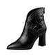 thumbnail image 1 of NECHOLOGY Zapatos Botines mujer Botas de otoño e invierno para mujer botas de tacón con tacón grueso hebilla de cinturón cremallera trasera a rayas botas de moda zapatos de mujer (Black 8), 1 of 6