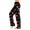 thumbnail image 2 of Womens Valentines Day Pajama Pants Heart Graphic Print Pjs Drawstring Jogger Wide Leg Athletic Pants, 2 of 5