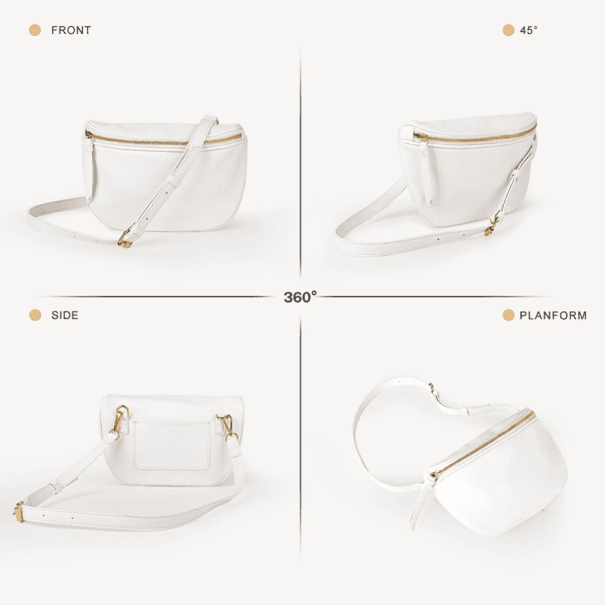 Olurrisa Saddle Crossbody Bags for Women, PU Leather Saddle Satchel Bag Fanny Pack and Cross Body Purse-White