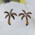 thumbnail image 3 of Beautiful Hawaiian Large Genuine Koa Wood Palm Tree Earring, Sterling Silver Palm Tree Stud Earring, E8921 Birthday Mom Valentine Gift, 3 of 3