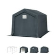 thumbnail image 5 of Summit Living 12 x 8 ft Outdoor Portable Storage Shed, Garden Tool Storage Tent Shelter with Roll-up Zipper Door & Waterproof Canopy, Dark Gray, 5 of 11