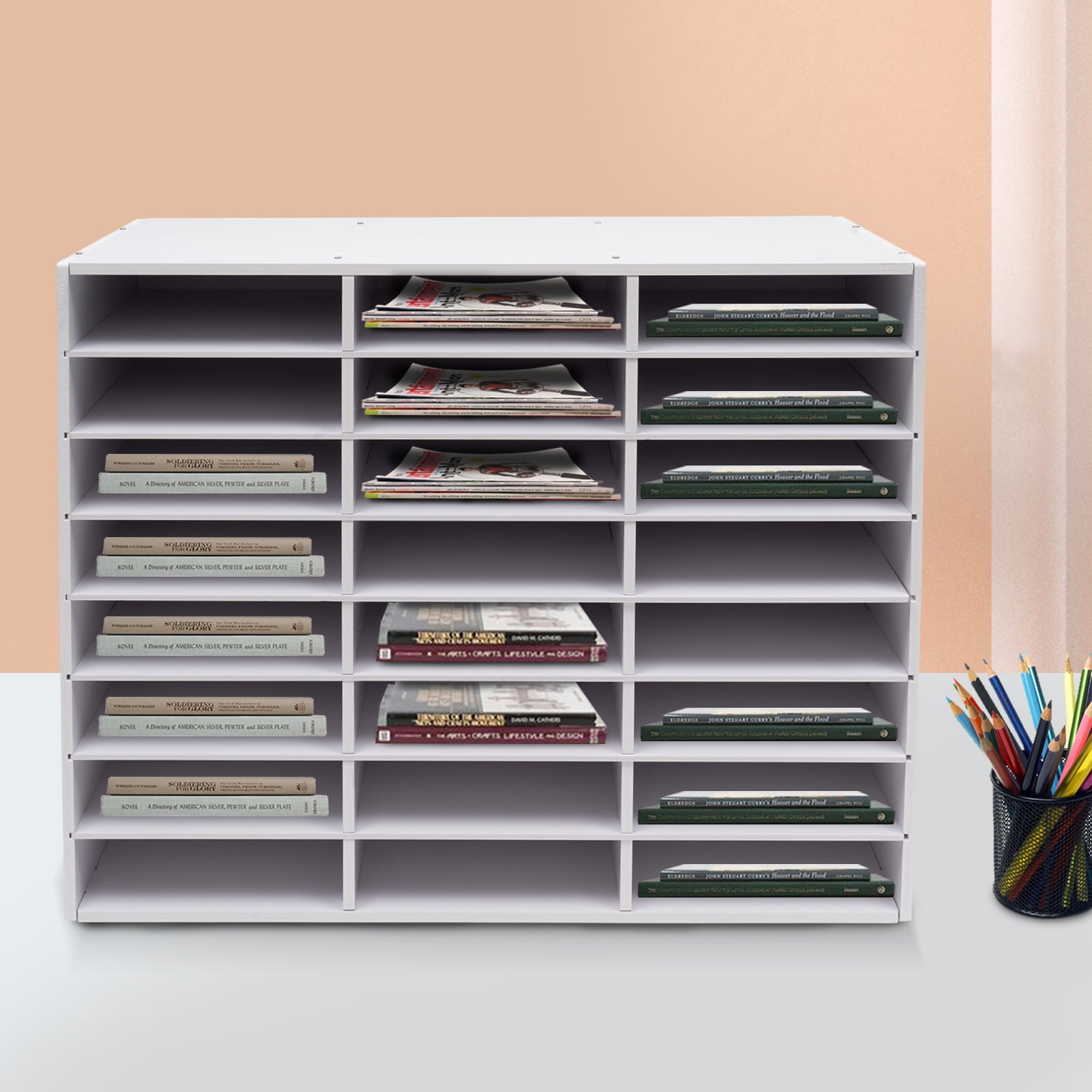 Mail Sorter Organizer Wood Literature Organizer Desktop Bill Paper for Office