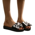 thumbnail image 4 of Mefallenssiah Women'S Summer New One-Line Rhinestone Pearl Bow Over Flat Sandals, 4 of 9
