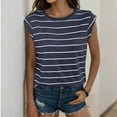 thumbnail image 2 of WTXUE T-Shirts Sleeveless, Crew Neck Shirts for Women's Summer Loose Striped T Shirt Striped Casual Tops for Women Blue/Striped M, 2 of 6