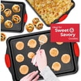 thumbnail image 5 of Perlli Baking Pan Set 3-Pc Carbon Steel Bakeware for Kitchen with Red Silicone Handles, 5 of 7