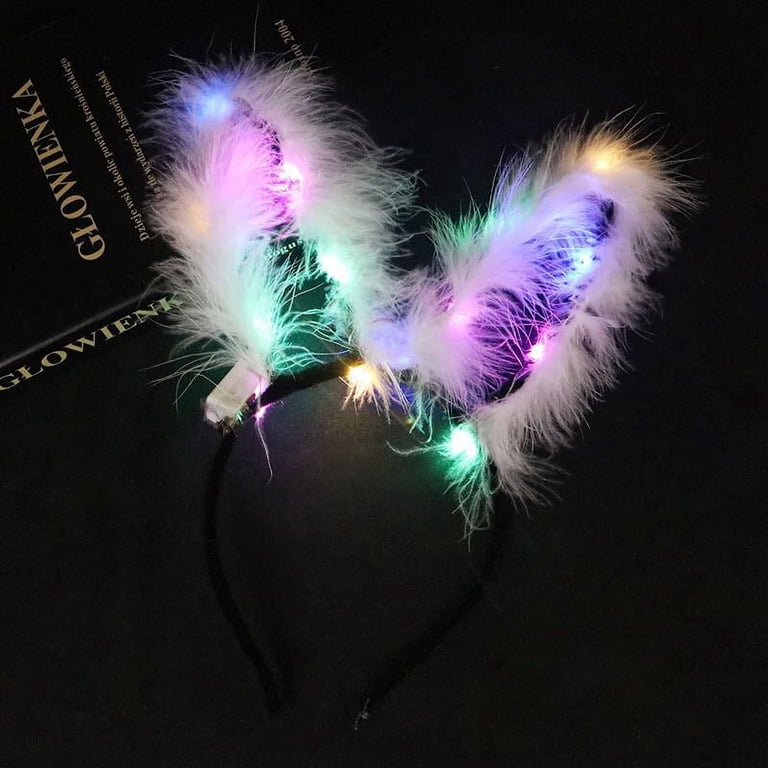 LED Bunny Ear Headband, Plush Light Up Rabbit Ears Headband  display picture 1
