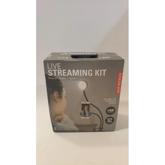 RHEA- Kikkerland Live Streaming Lighting Kit- Phone Holder & Light Led Clamp Light Nib