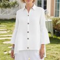 thumbnail image 5 of jowamay Button Up Shirts for Women Bell Sleeve Loose Tops Flared Long Sleeve Flowy Summer Peplum Shirts for Daily Wear, 5 of 7
