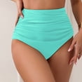 thumbnail image 2 of TOWED22 High Waisted Bikini Bottoms Ruched Tummy Control Swimsuits Bottoms Sexy Swim Bottom Bathing Suits for Women(Mint Green,S), 2 of 4