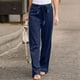 thumbnail image 2 of Pantalones anchos de algodón y lino para mujer: cintura alta elástica, cordón, transpirables, ropa informal para la oficina y la playa, tallas S-XXL, cintura de 66 a 88 cm., 2 of 8