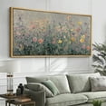thumbnail image 2 of Large Framed Canvas Print Impressionist Wildflower MeadowWall Art Decorative Ready to Hang Painting for Living room Bedroom 60x30 inches Natural Frame, 2 of 7