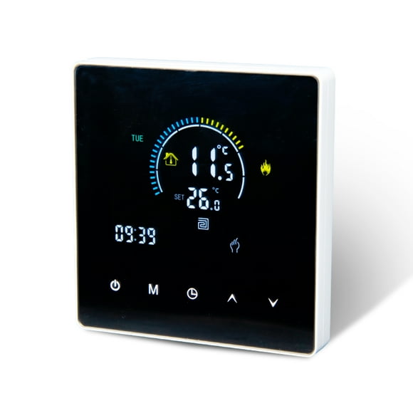 Amdohai Contrôleur de Température Écran Tactile LCD Programmable Hebdomadaire Réglage de Minuterie de Température avec Verrou de Sécurité pour Enfant