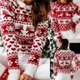 thumbnail image 4 of Nuevo suéter de punto de otoño e invierno para mujer, jersey de cuello redondo, suéter de punto de manga larga con copos de nieve y alce navideño, 4 of 5