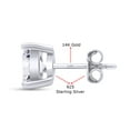 thumbnail image 2 of 14K White Gold Post & 925 Sterling Silver 5MM Round Cut Lab Created Moissanite Diamond 3-Prong Martini Style Stud Earrings 1.0ct, 2 of 8