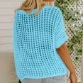 thumbnail image 6 of Oplxuo Womens Summer Scoop Neck Short Sleeve Sweater Casual Crochet Hollow Out Knit Tops Pullover Shirts Beach Coverup, 6 of 6
