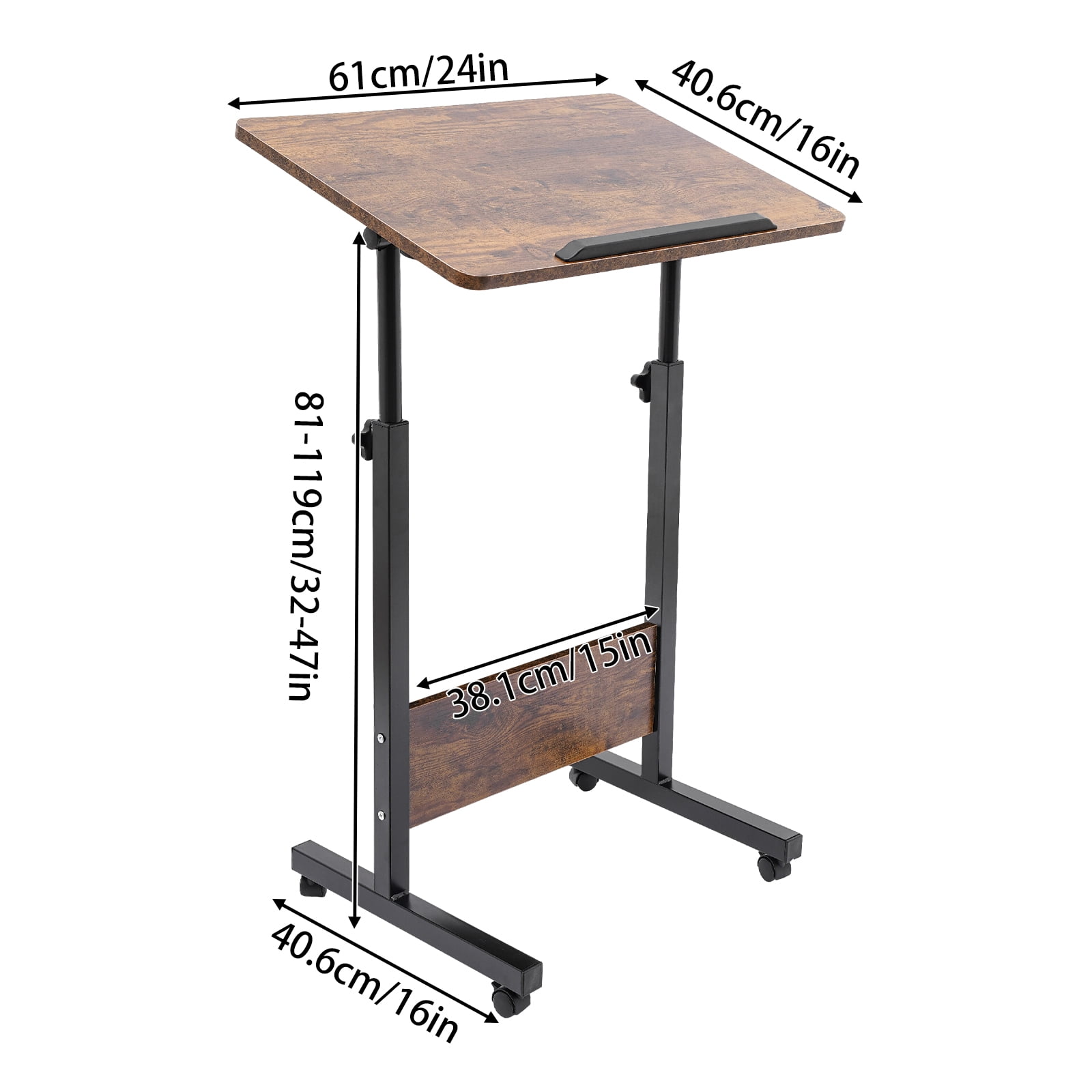 Fichiouy Mobile Standing Desk Adjustable Standing Desk Converter with Wheels Rolling Desk Laptop Cart for Home Office