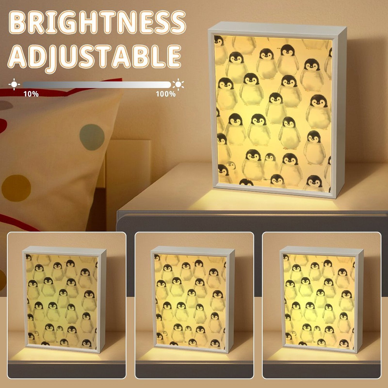 6.5x8.3in Mirror Nightlight Is Easy To Install Durable Easy To Oxidize And No Peculiar Smell For Nightlight Or Decoration Cute Baby Penguins