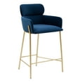 thumbnail image 4 of SAFAVIEH Couture Charlize Curved Mid Back Bar Stool, Navy/Gold, 4 of 7