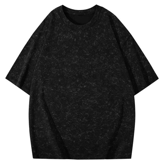 Qgtaibl Men's Oversized T-Shirts Short Sleeve Casual Loose Fit Tee Solid Color Crewneck Basic Shirts Summer Tops Black,S