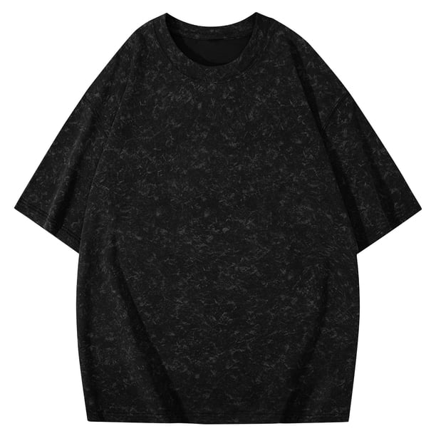 Blusas y camisas de manga corta con cuello redondo para hombre, blusas/camisetas casuales de verano a la moda de color liso con cuello redondo para hombre.