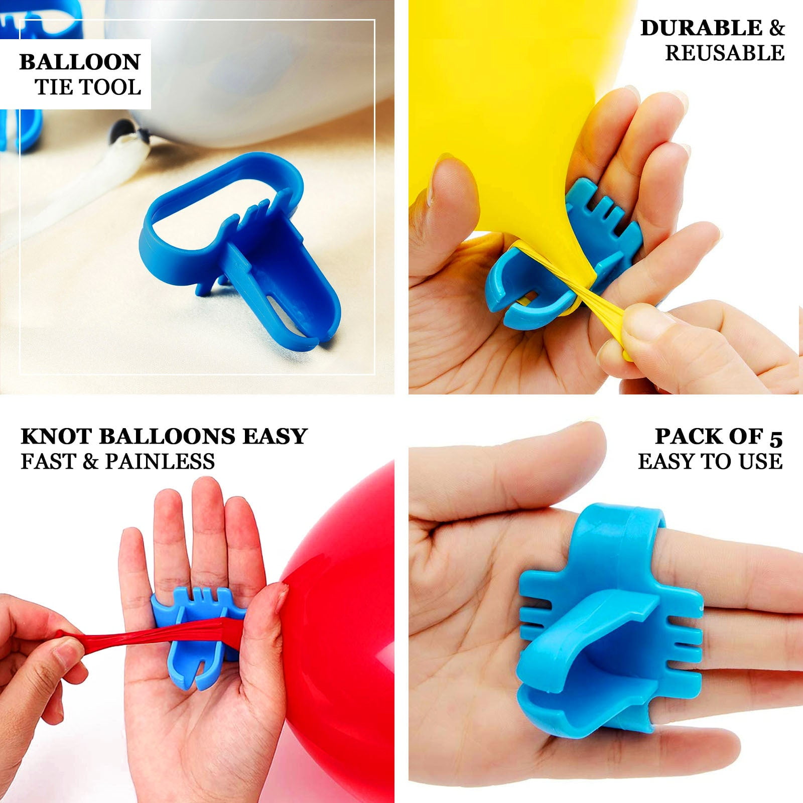 Efavormart Pack of 5 Blue Balloon Tie Tool for Party Balloons for Knotting  Faster and Save Time, Party Supplies, Balloon Column Arch 