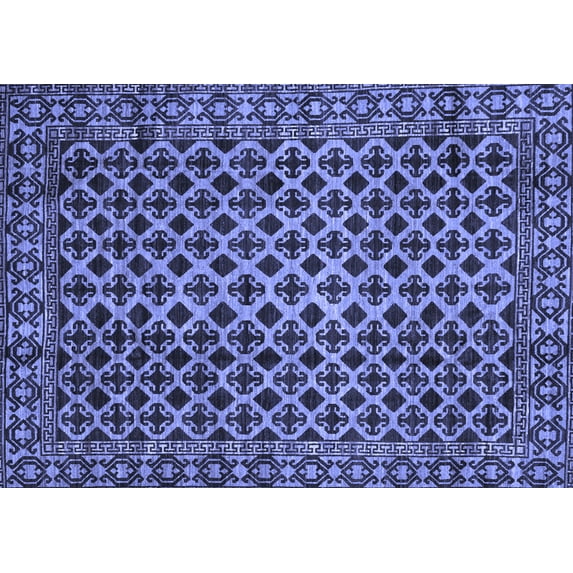 Ahgly Company Machine Washable Indoor Rectangle Southwestern Blue Country Area Rugs, 8' x 12'