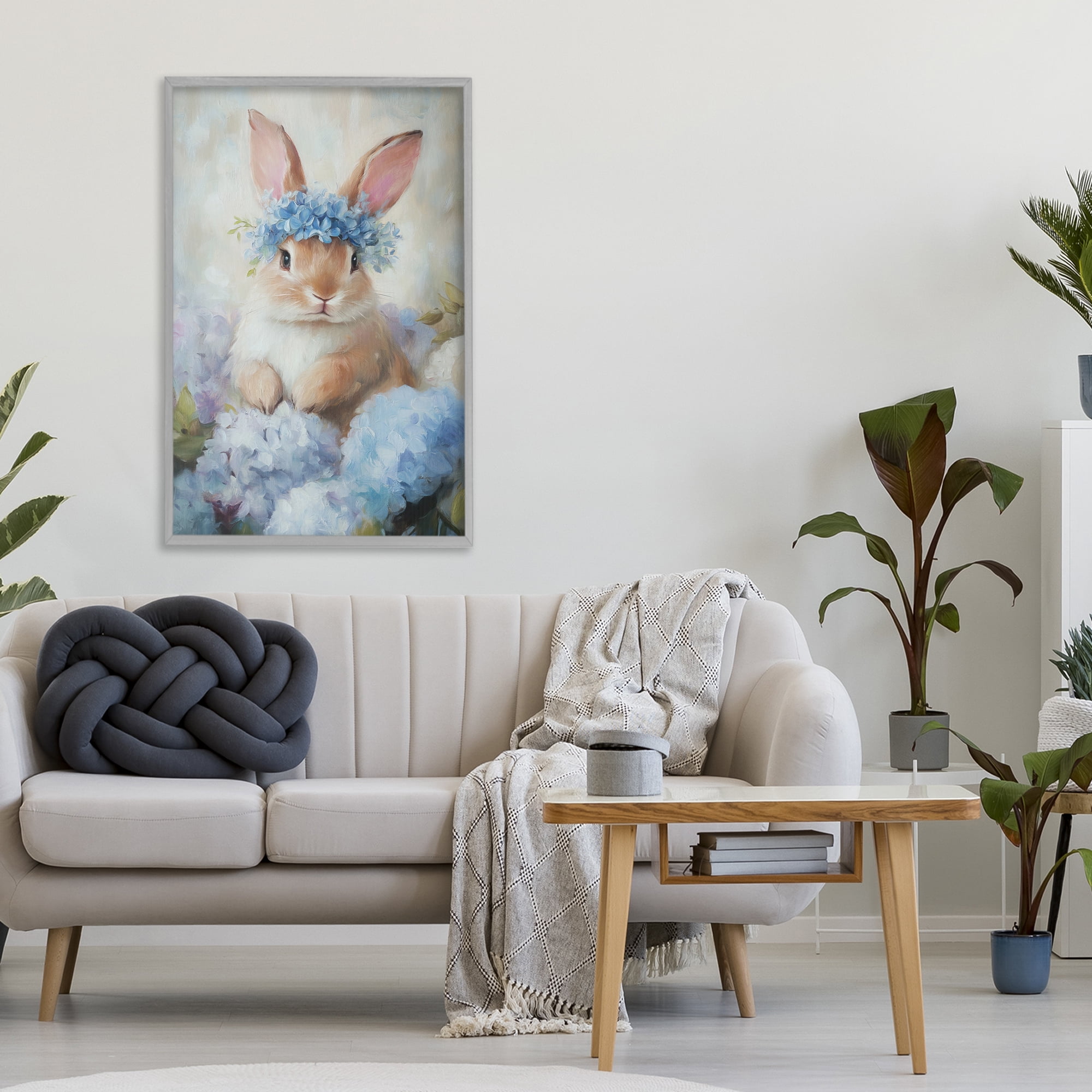 Stupell Industries Bunny In The Blossoms Gray Framed Giclee Art, design by Tina LeCour