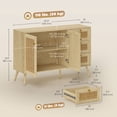 thumbnail image 3 of HOMCOM 47" Rattan Sideboard Buffet Cabinet with Soft-Close Doors, Natural, 3 of 10