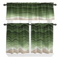 thumbnail image 2 of Kitchen Window Curtains Valance and Tier Set, Dark Light Green Water Ripple Rod Pocket Tier Curtain Valance Set, Abstract Beach Ocean Waves Light Filtering Cafe Curtains for Bedroom Living Room, 2 of 9