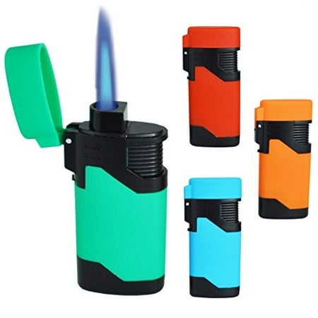 Butane Jet Flame Cigar - Gibson 4-Pack Jet Flame Impress Refillable Butane Cigarette Lighter Bundle (1 of Each Color)