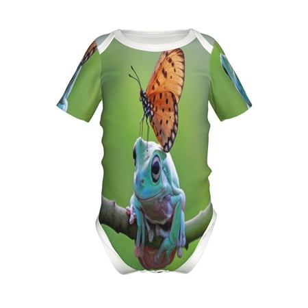 

Gaeub Butterfly Landing On Head Dumpy Frog Print Infant Climbing Onesie Toddler Outfit Newborn Baby Bodysuit Baby Boy Girl Clothes -6 Months