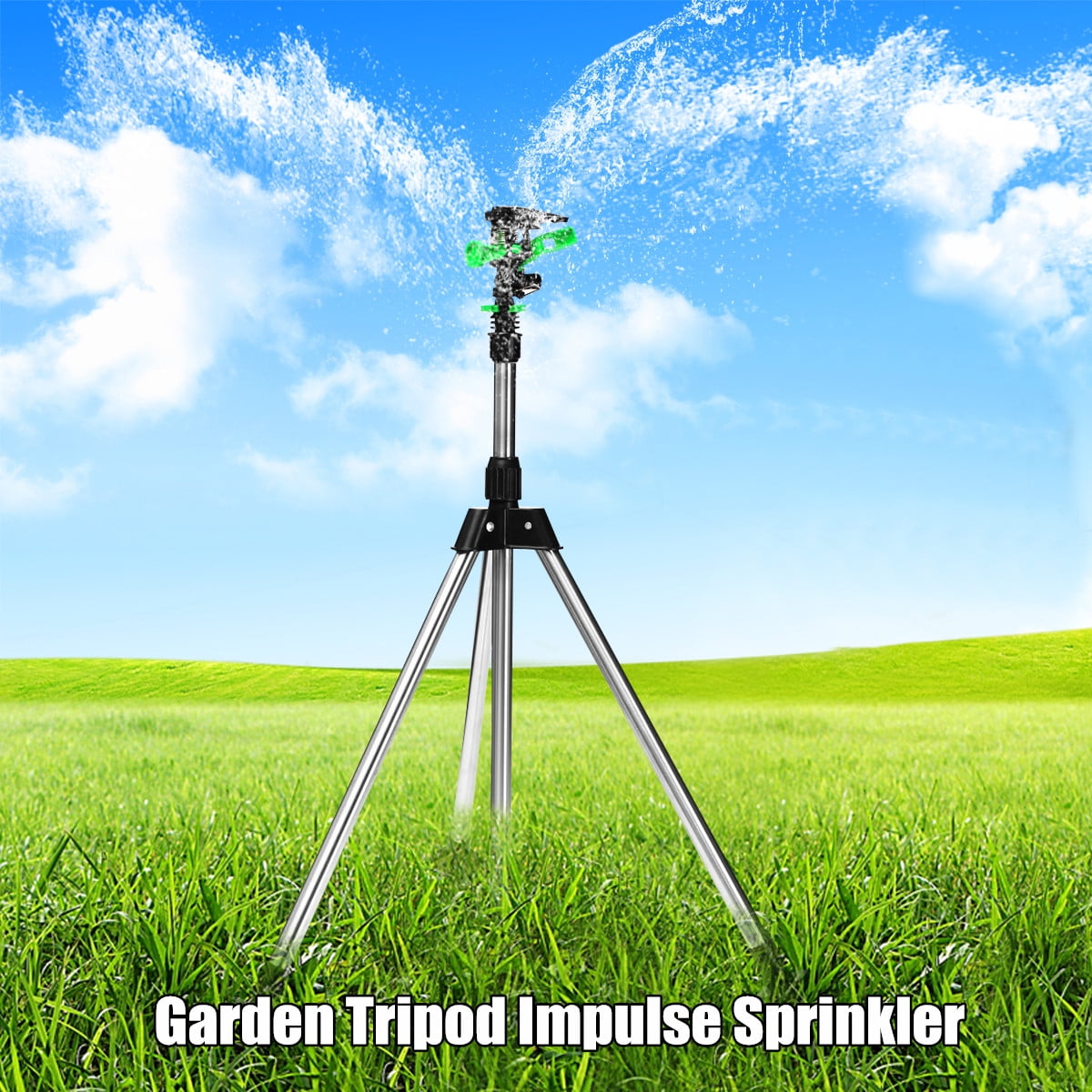 Adjustable Metal Tripod Impulse Sprinkler Pulsating Telescopic Watering